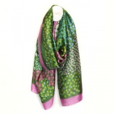 Green & Pink Mix Silky Cascading Flower Scarf by Peace of Mind